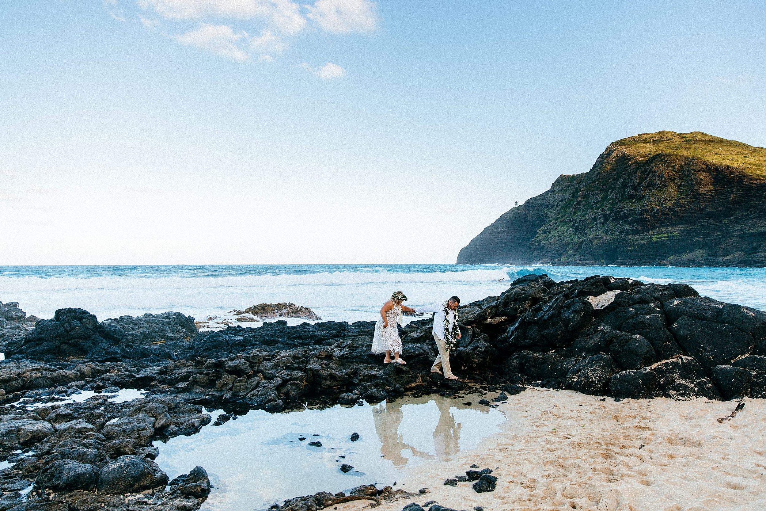 Wedding portraits at Makapuu Lighthouse and Lanai Lookout