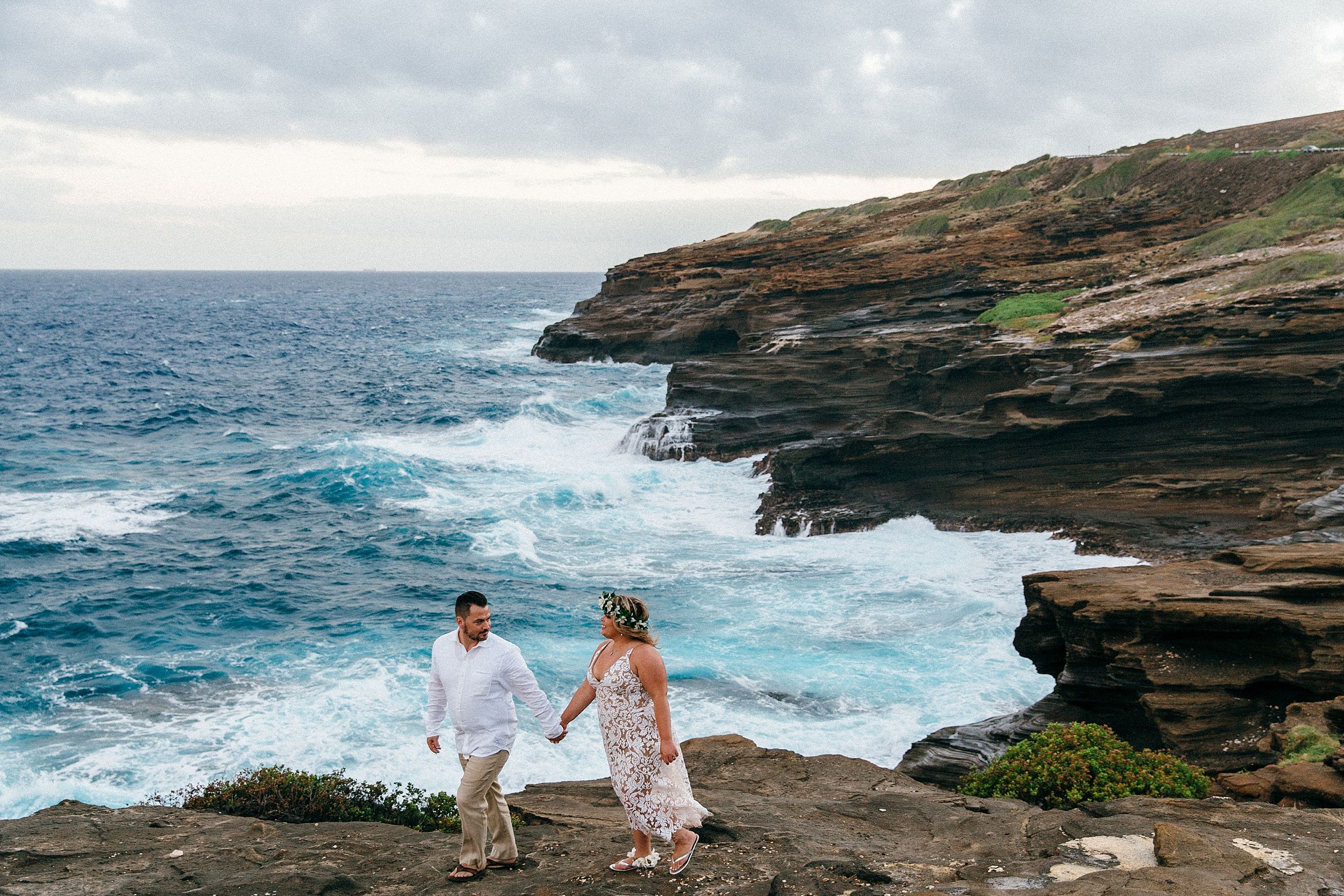 Wedding portraits at Makapuu Lighthouse and Lanai Lookout