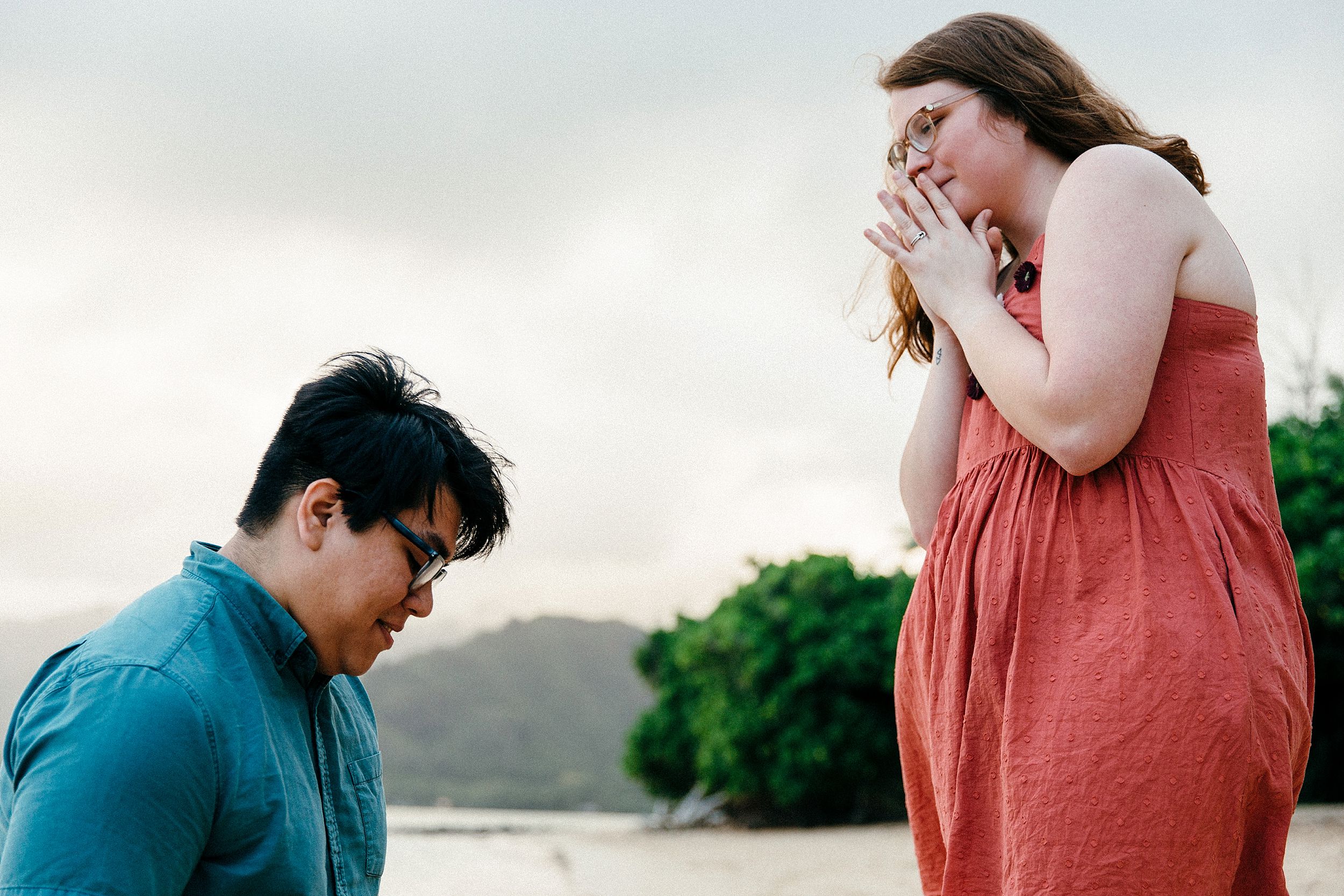 Emotional Surprise Proposal at Chinaman's Hat in Kualoa