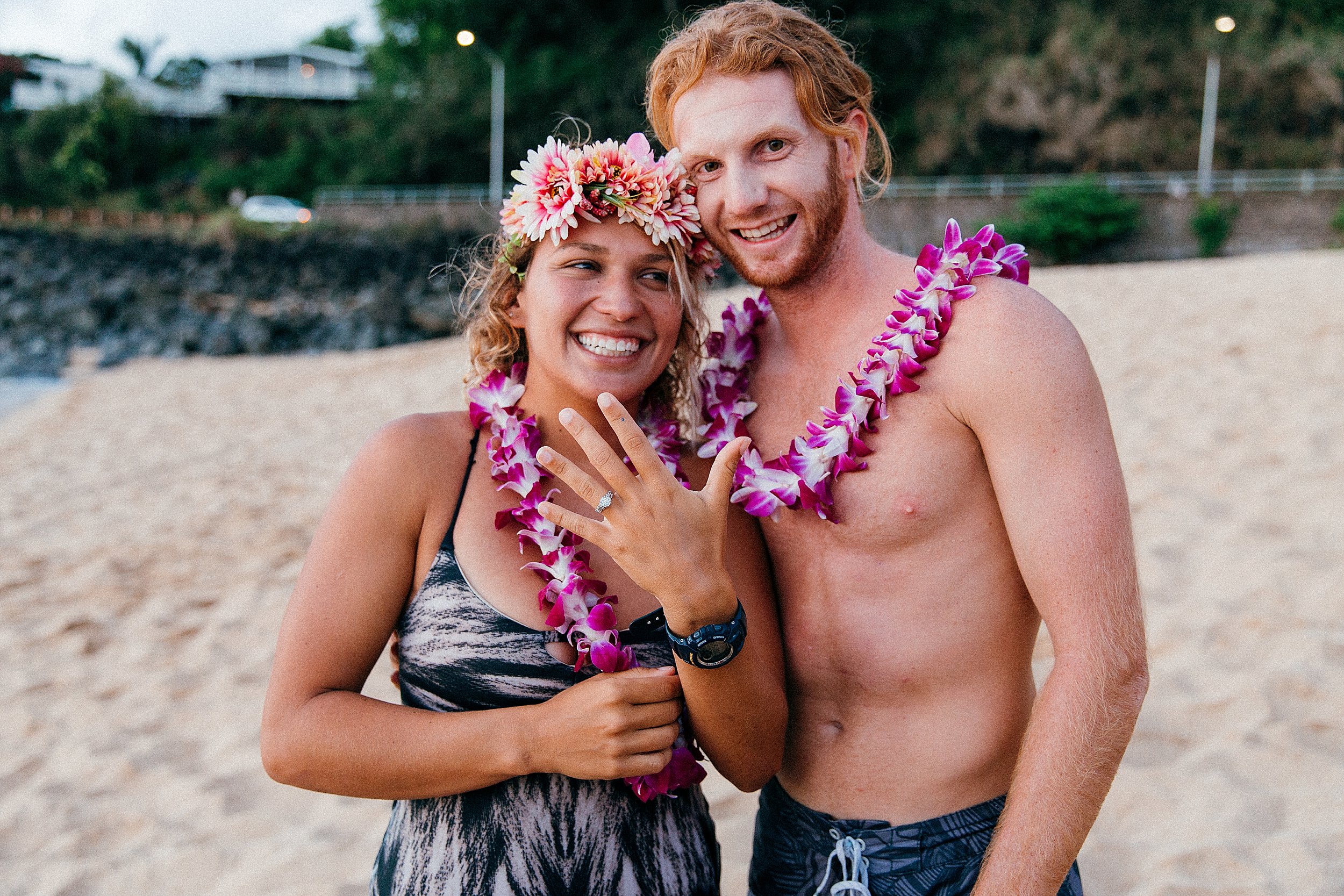 Sunset Proposal at Waimea Bay on Oahu's North Shore