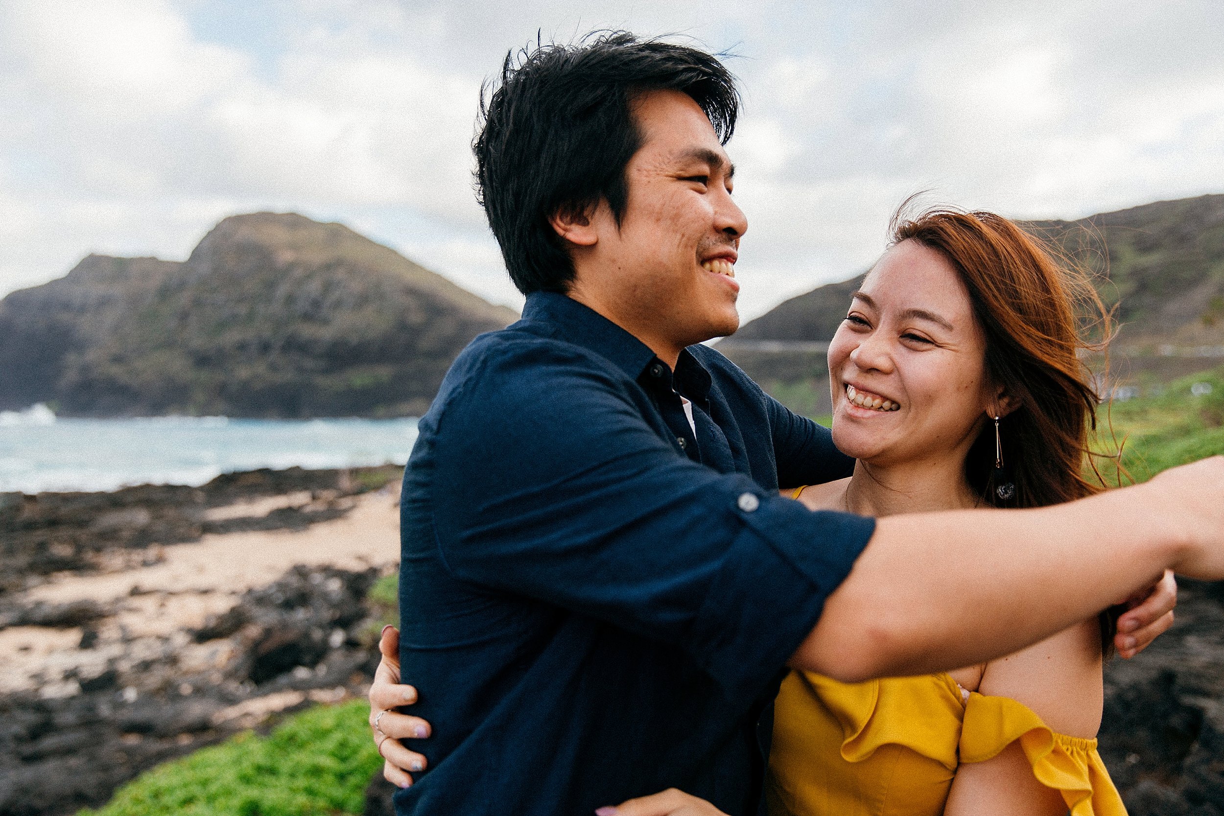  Asian Couple Proposal at Makapuu Lighthouse - Double Exposures 